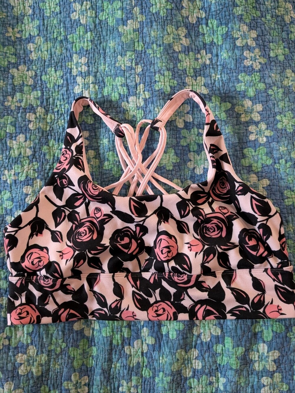 Wildfox Sweat | Pink & Black Floral Strappy Sports Bra